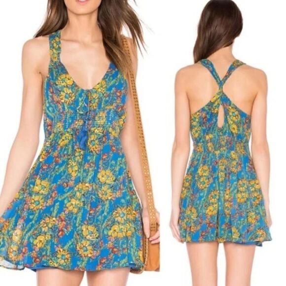 Free People Blue Combo Multicolor Dress, Size S, NWT - Picture 1 of 8